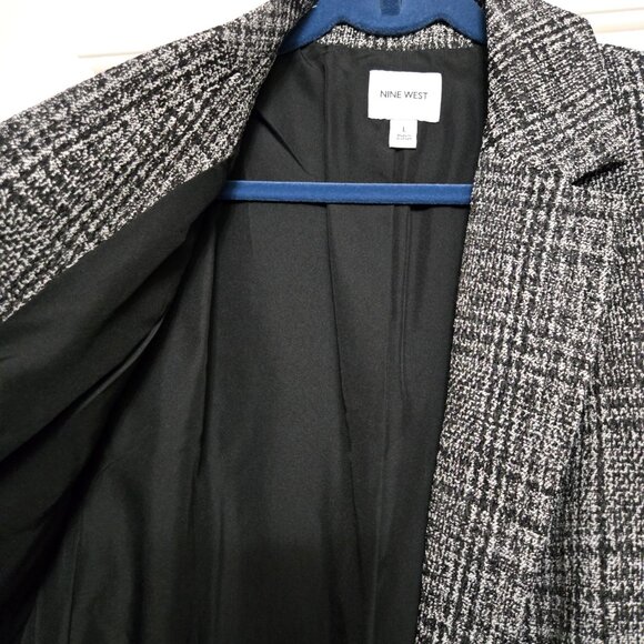 Nine West Gray Plaid Blazer | Women’s Large | Classic One-Button Business Jacket - Picture 7 of 11